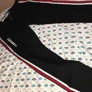 Striped jeans with black base